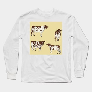 Ayrshire Cows Pattern Yellow Long Sleeve T-Shirt